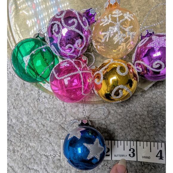 JC Penney Silver Ornament Tree Set 12 HANGING GLASS ORNAMENTS ONLY replacement - Picture 3 of 10